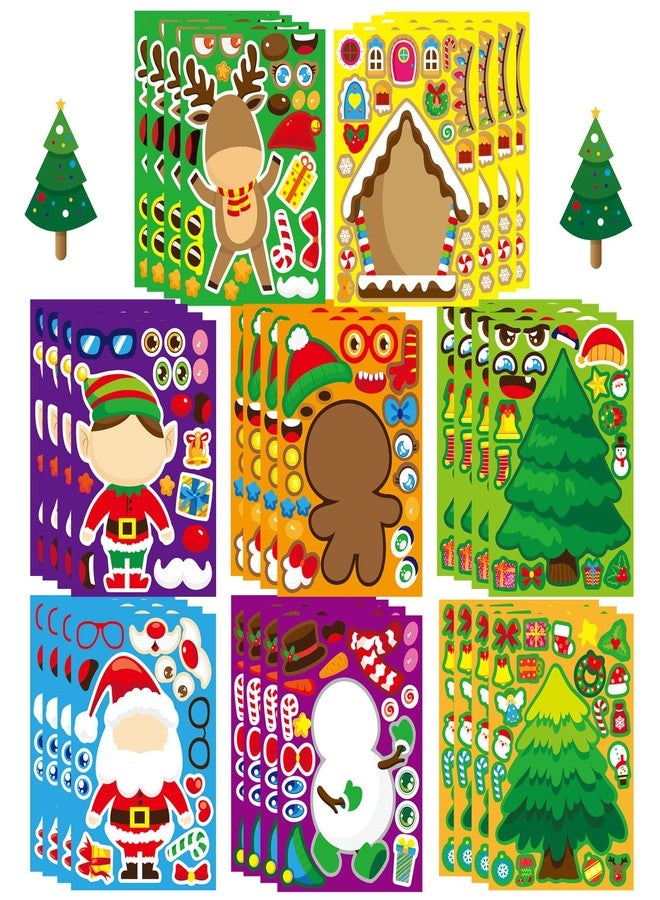 DUJAA 32 Sheets Christmas Stickers for Crafts Make Your Own Characters Mix and Match Sticker, Make a Face Sticker Christmas Tree Stickers Christmas Game Activities for Holiday Kids - Image 1